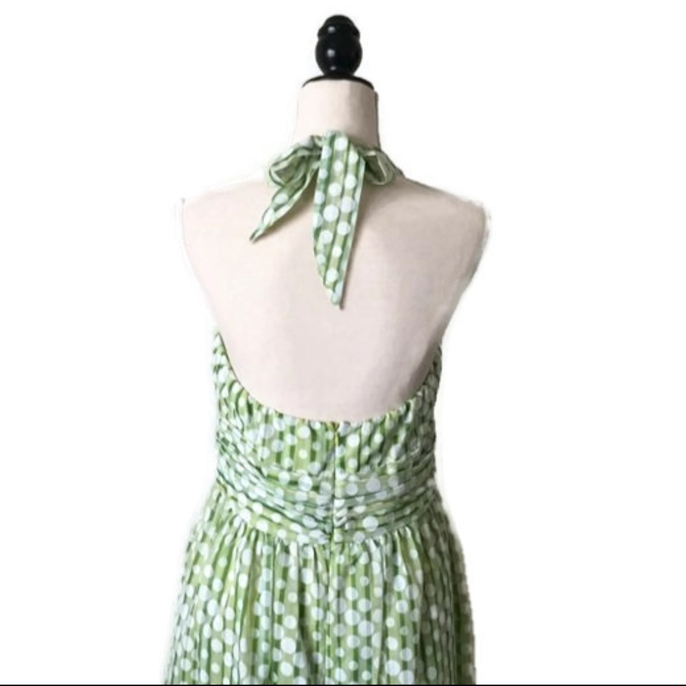 Robbie B Green/White Polka Dot Halter Dress - Picture 3 of 4